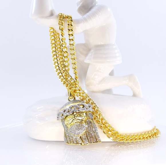 24" x 5mm Cuban Chain + Holy Man Pendant - Picture 6 of 8